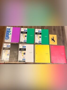 Five Star Spiral Notebooks - Green, White, Yellow Covers